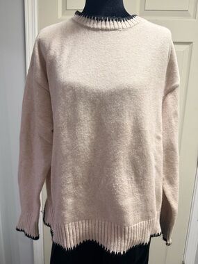 Cream Sweater with Black Trim
